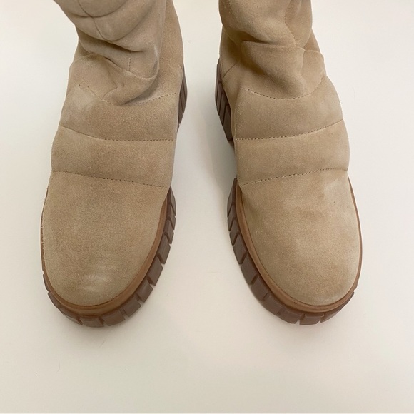 Free People Fable Faux Fur Chunky Boot Sand Suede Platform Combat - Picture 4 of 10